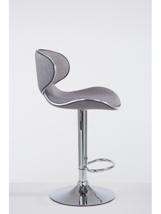 Tabouret de bar Las Vegas V2 tissu chrome, gris clair