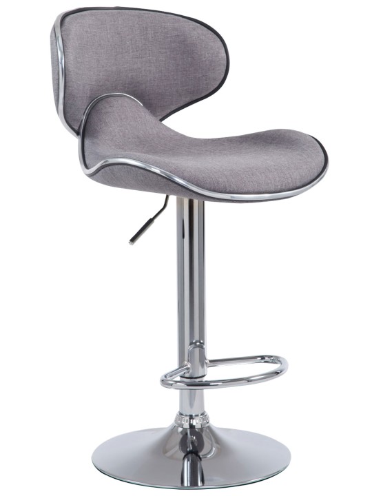 Tabouret de bar Las Vegas V2 tissu chrome, gris clair