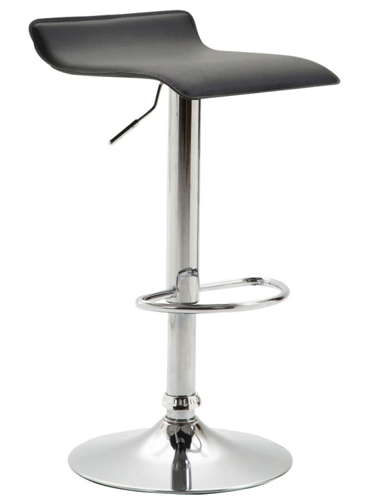 Tabouret de bar Dyn V2 simili cuir chromé, noir Tabouret de bar Dyn V2 simili cuir chromé, noir