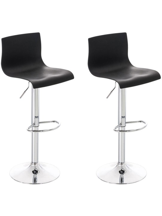 Lot de 2 tabourets de bar Hoover plastique chromé, noir Lot de 2 tabourets de bar Hoover plastique chromé, noir