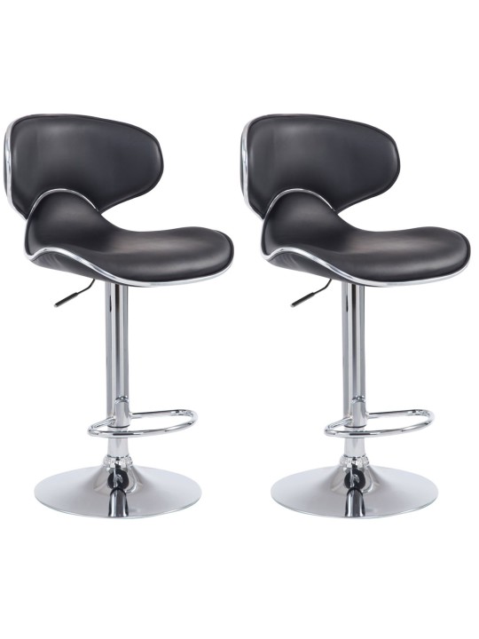 Lot de 2 tabourets de bar Las Vegas V2 similicuir chrome, noir Lot de 2 tabourets de bar Las Vegas V2 similicuir chrome, noir