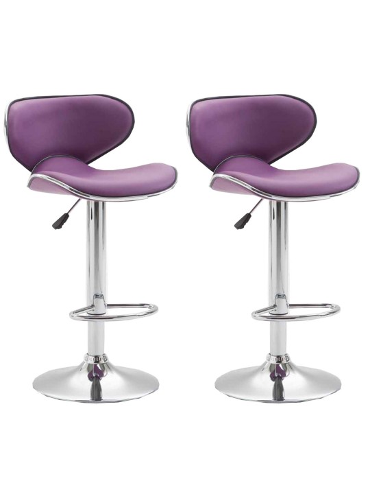 Lot de 2 tabourets de bar Las Vegas V2 similicuir chrome, violet