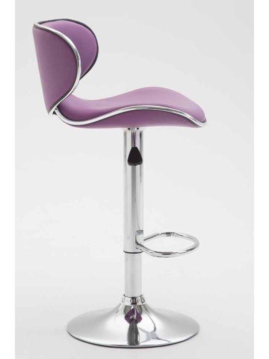 Lot de 2 tabourets de bar Las Vegas V2 similicuir chrome, violet