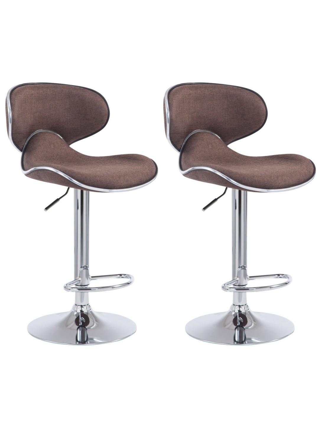 Lot de 2 tabourets de bar Las Vegas V2 tissu chrome, marron