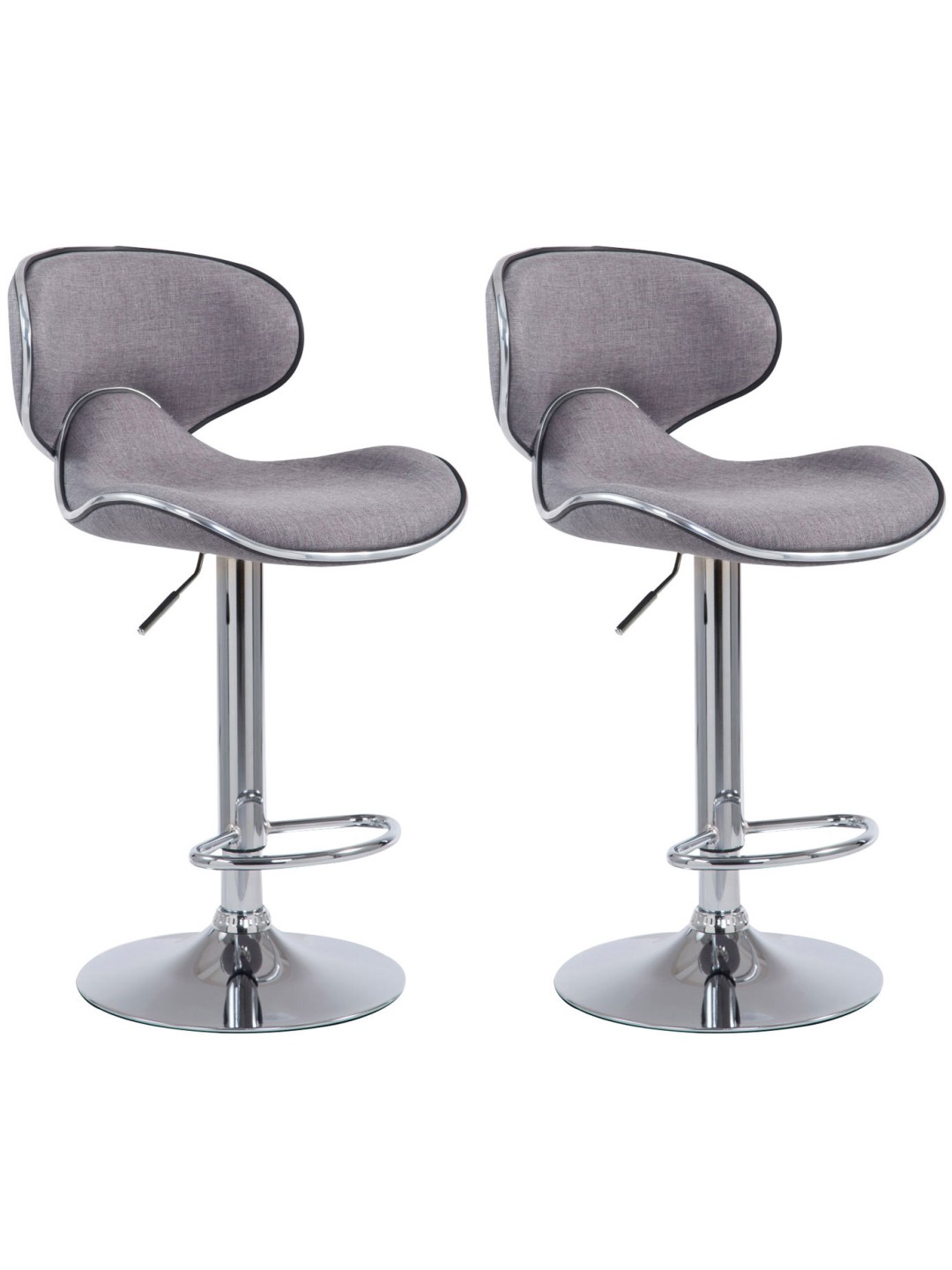 Lot de 2 tabourets de bar Las Vegas V2 tissu chrome, gris clair