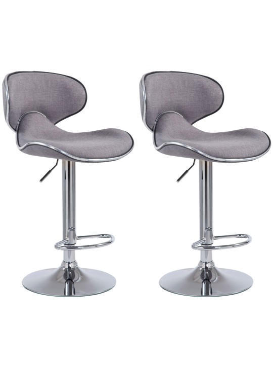 Lot de 2 tabourets de bar Las Vegas V2 tissu chrome, gris clair Lot de 2 tabourets de bar Las Vegas V2 tissu chrome, gris clair
