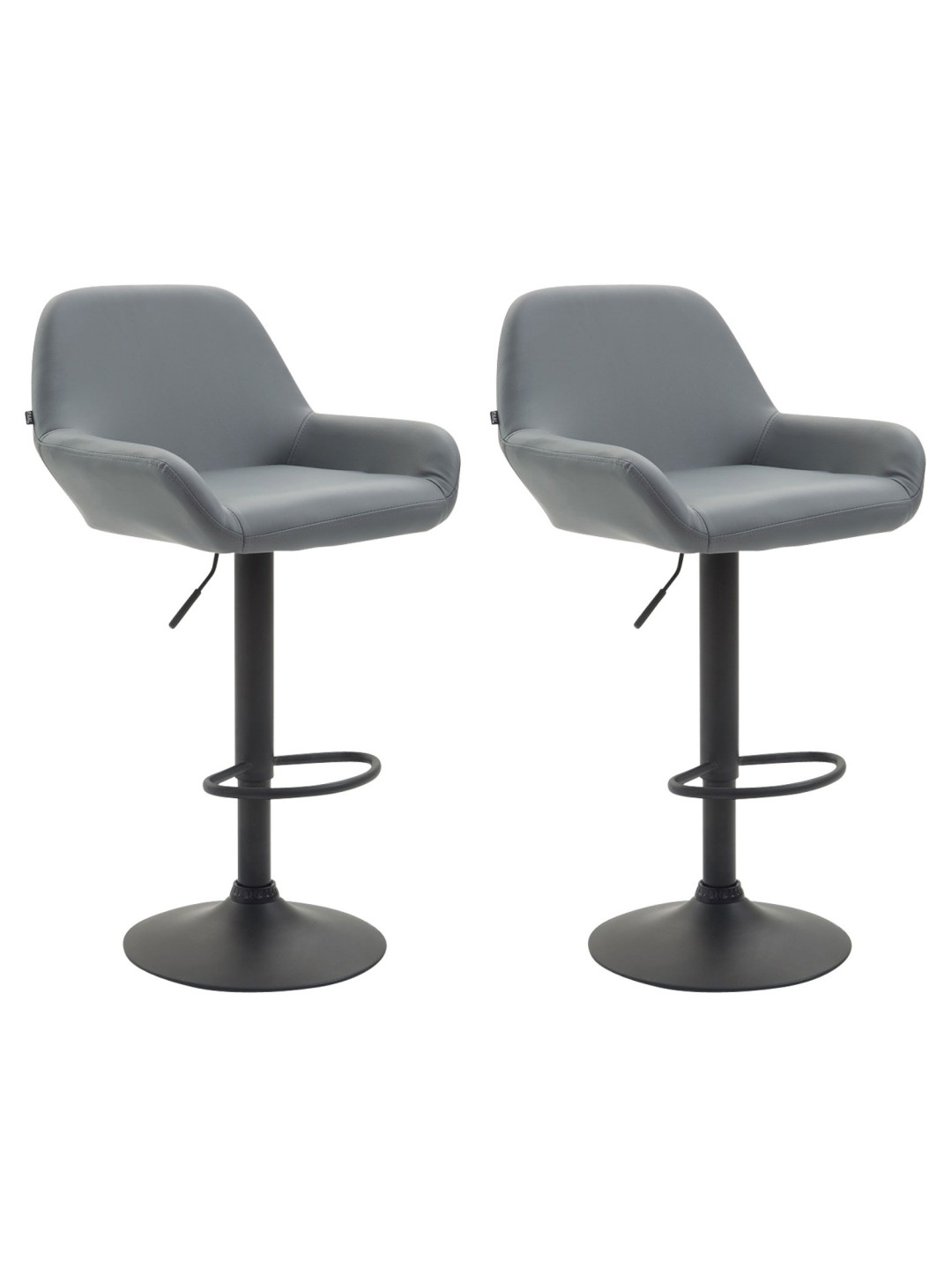 Lot de 2 tabourets de bar Braga simili cuir noir, gris