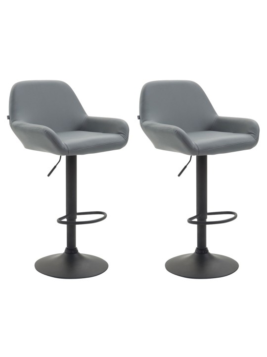 Lot de 2 tabourets de bar Braga simili cuir noir, gris Lot de 2 tabourets de bar Braga simili cuir noir, gris