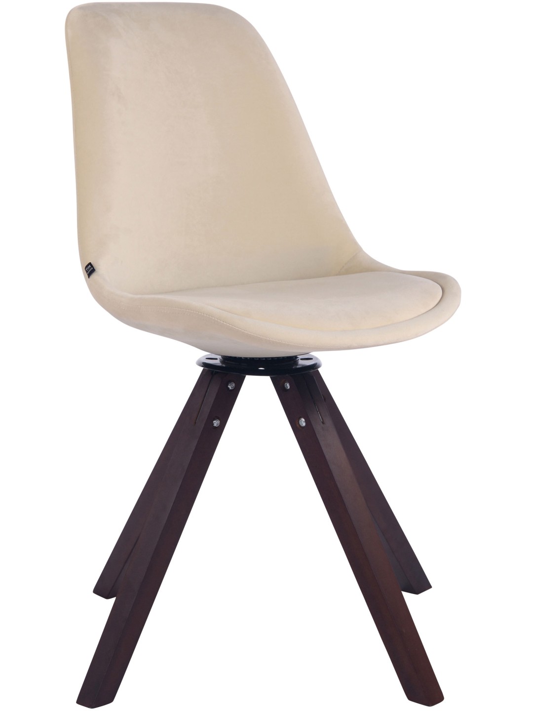 Chaise de salle à manger Troyes velours carré noyer, crème