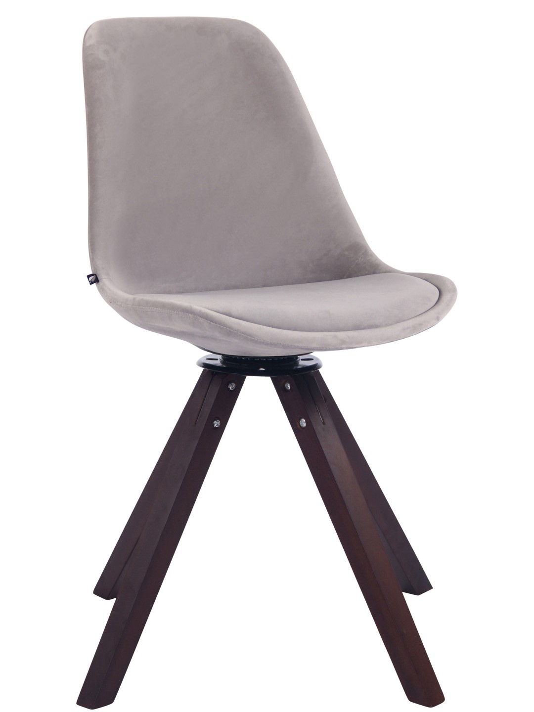 Chaise de salle à manger Troyes velours carré noyer, gris