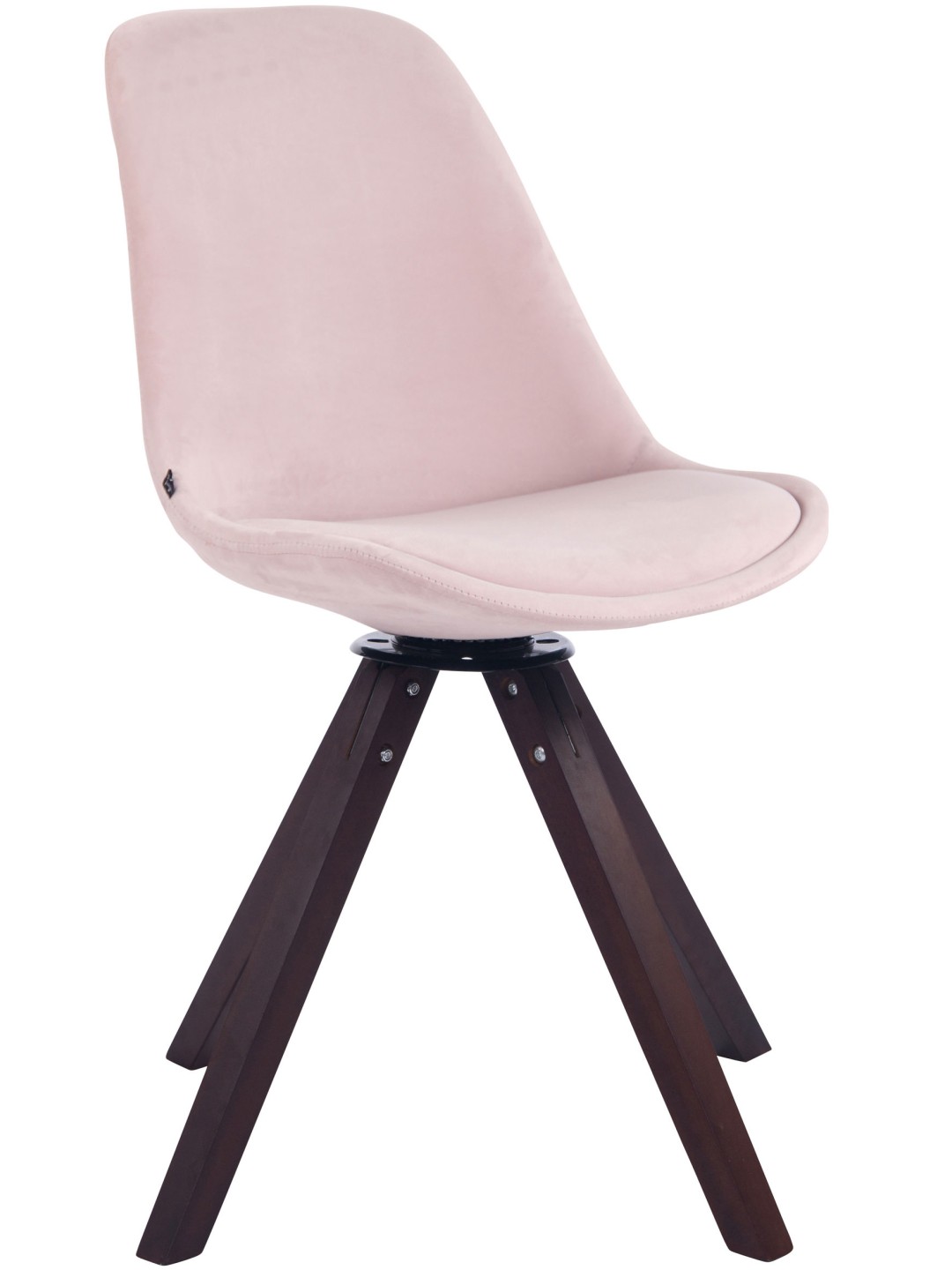 Chaise de salle à manger Troyes velours carré noyer, rose