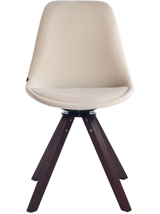 Chaise de salle à manger Troyes velours carré noyer, crème