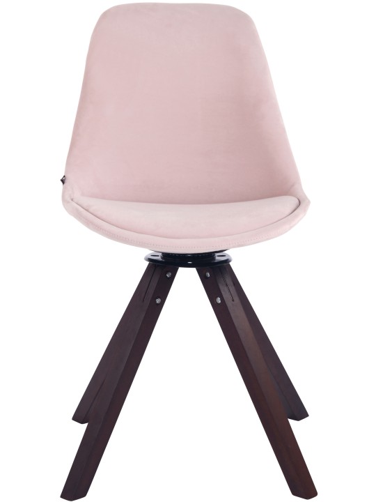 Chaise de salle à manger Troyes velours carré noyer, rose