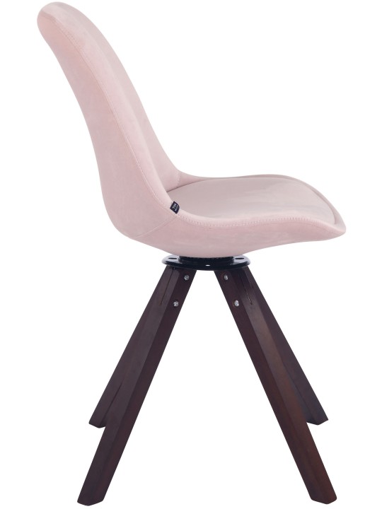 Chaise de salle à manger Troyes velours carré noyer, rose