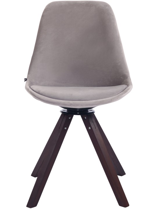 Chaise de salle à manger Troyes velours carré noyer, gris