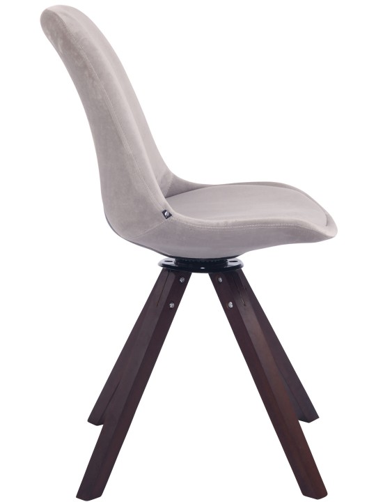 Chaise de salle à manger Troyes velours carré noyer, gris