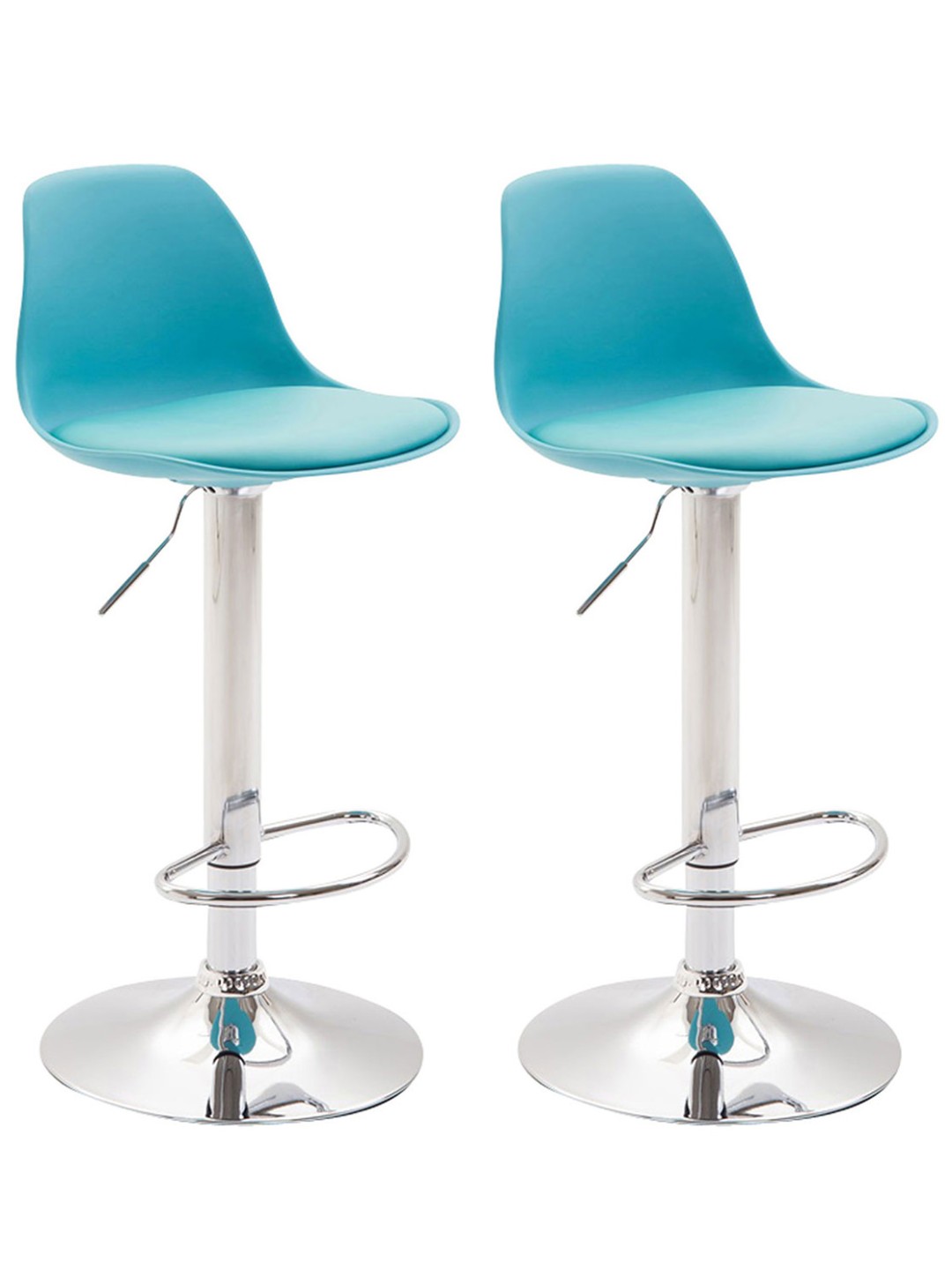 Lot de 2 tabourets de bar Kiel plastique chromé, bleu