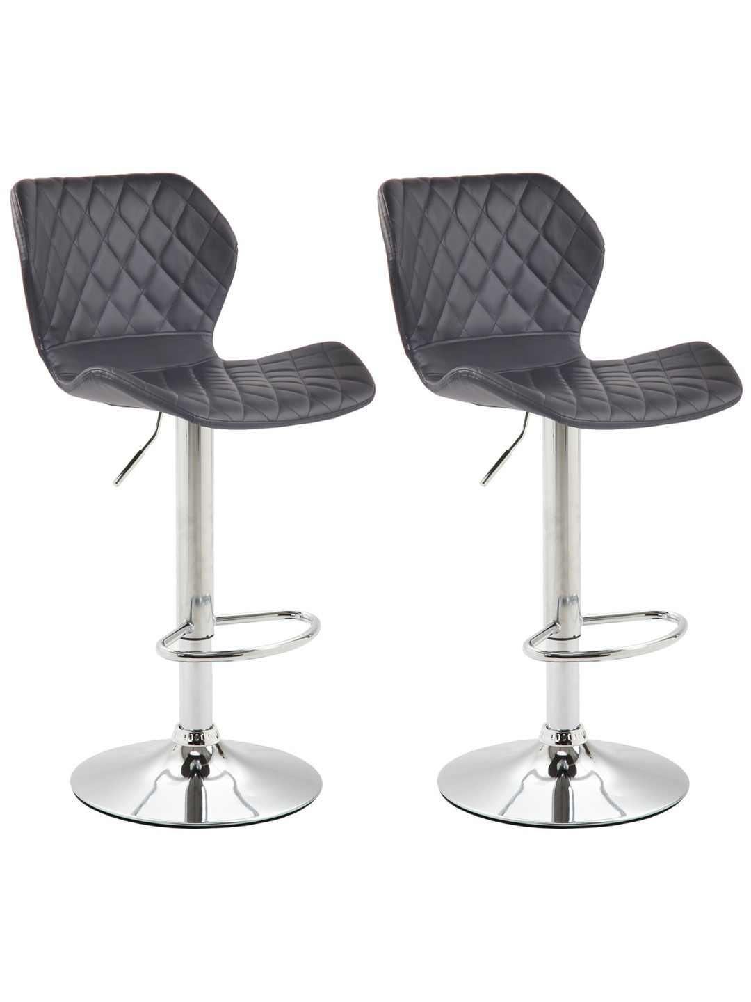 Lot de 2 tabourets de bar Cork similicuir chrome, noir