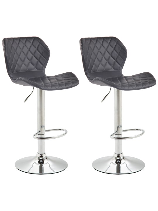 Lot de 2 tabourets de bar Cork similicuir chrome, noir Lot de 2 tabourets de bar Cork similicuir chrome, noir