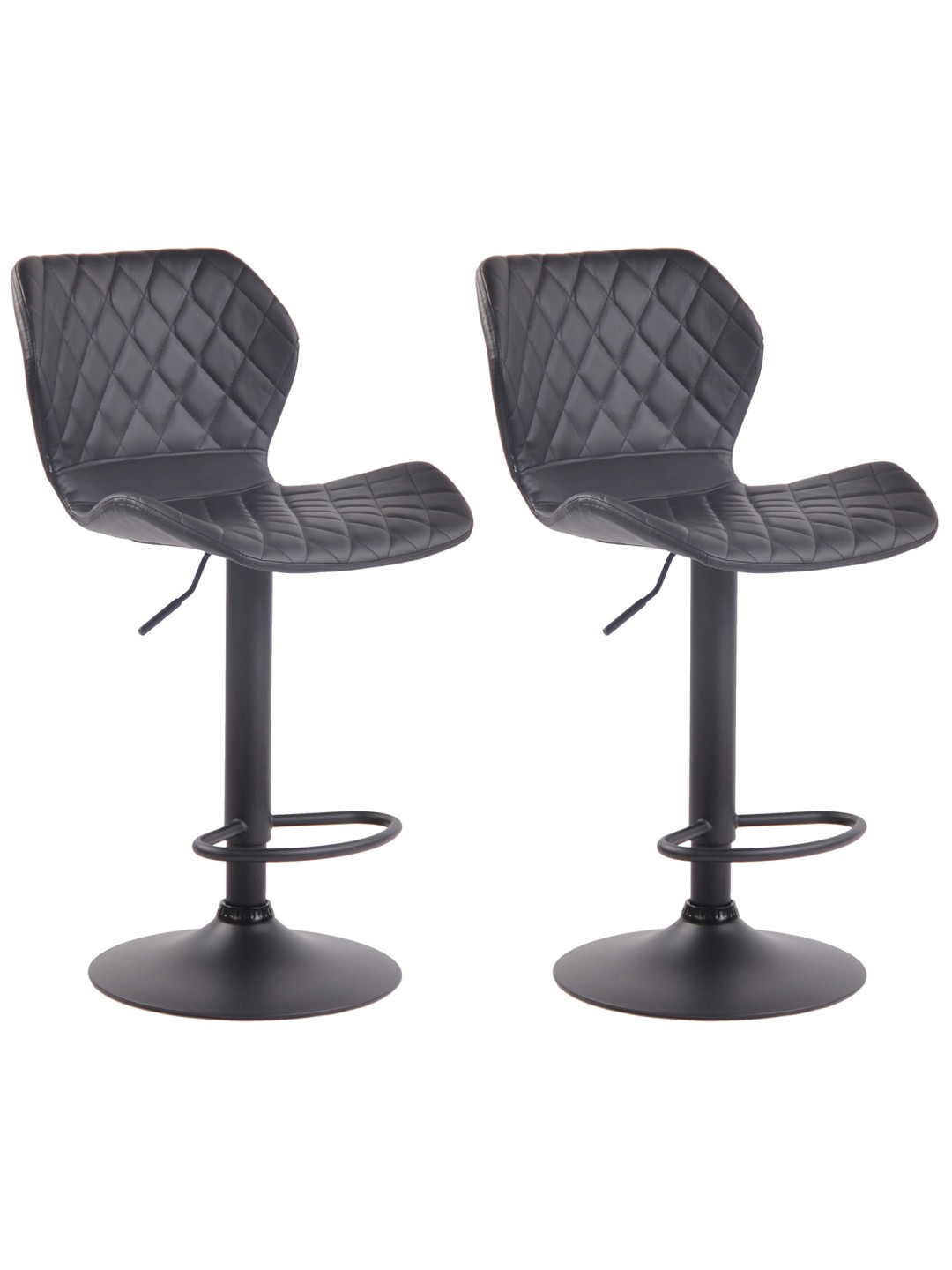 Lot de 2 tabourets de bar Cork similicuir noir, noir