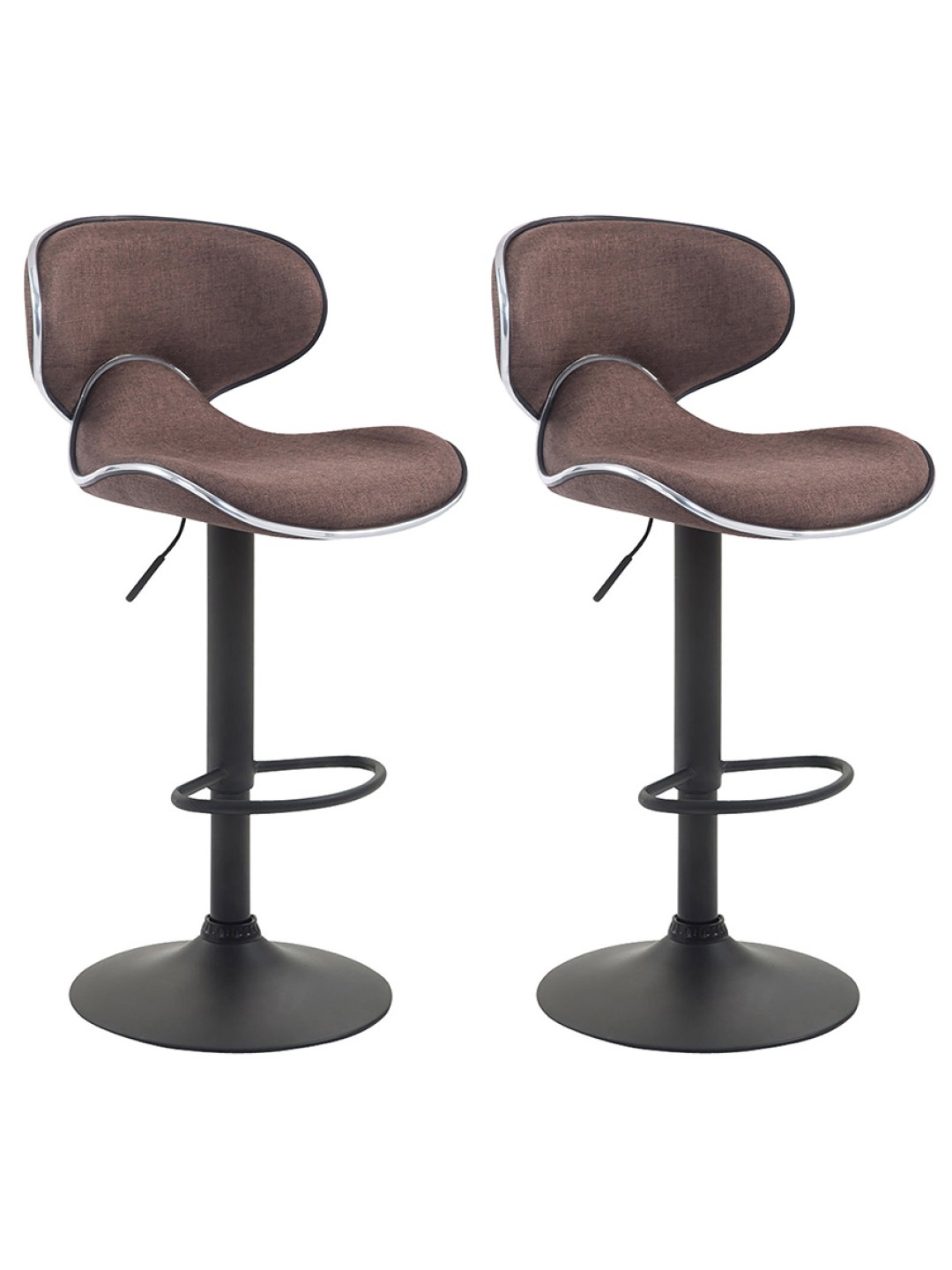 Set de 2 tabourets de bar Las Vegas V2 tissu noir, marron