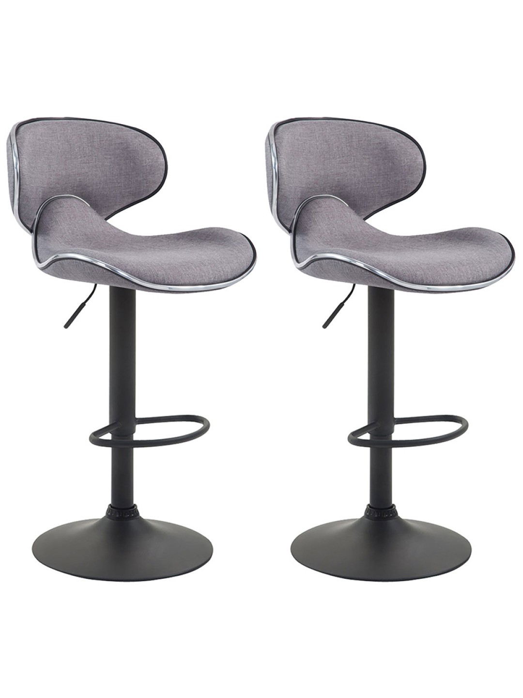 Lot de 2 tabourets de bar Las Vegas V2 tissu noir, gris clair