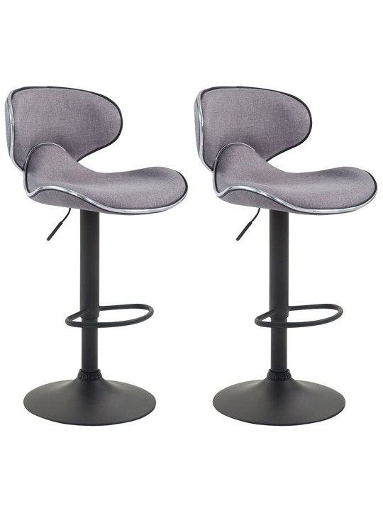 Lot de 2 tabourets de bar Las Vegas V2 tissu noir, gris clair Lot de 2 tabourets de bar Las Vegas V2 tissu noir, gris clair