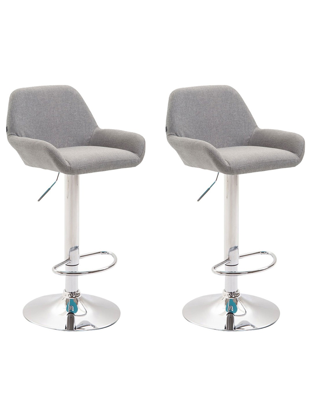 Lot de 2 tabourets de bar Braga tissu chrome, gris