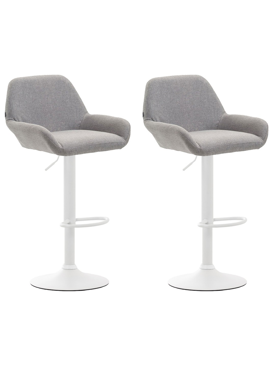 Lot de 2 tabourets de bar Braga tissu, gris