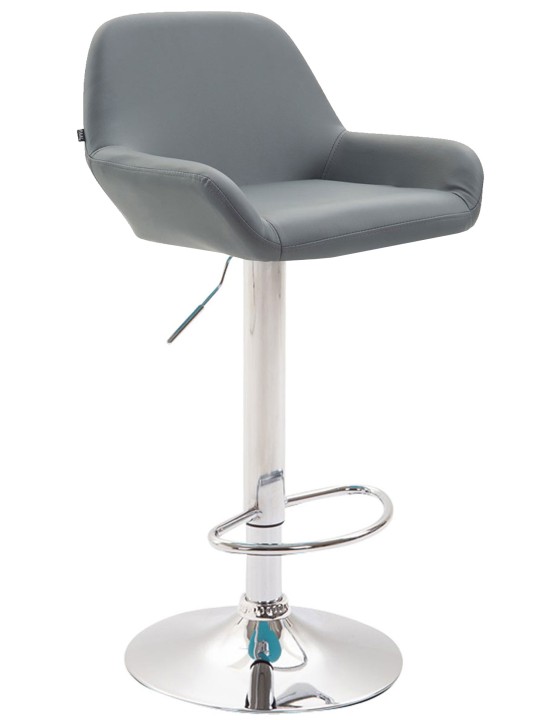 Lot de 2 tabourets de bar Braga simili cuir chrome, gris