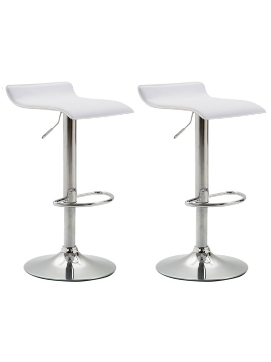 Lot de 2 tabourets de bar Dyn V2 simili cuir chromé, blanc Lot de 2 tabourets de bar Dyn V2 simili cuir chromé, blanc