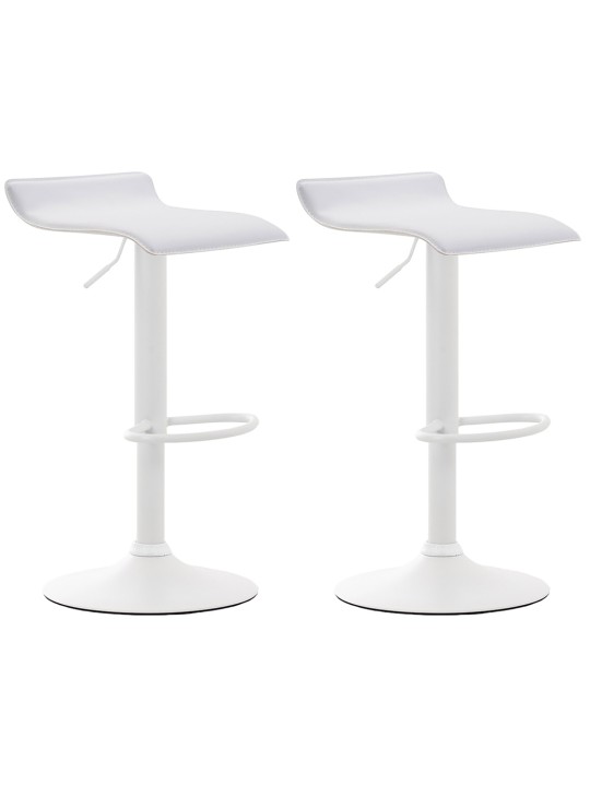 Lot de 2 tabourets de bar Dyn V2 en cuir artificiel, blanc Lot de 2 tabourets de bar Dyn V2 en cuir artificiel, blanc