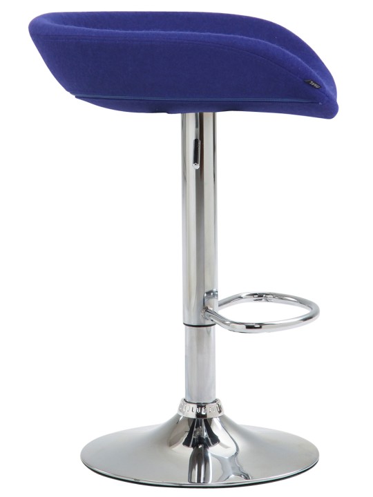 Tabouret de bar Anaheim feutre chrome, bleu