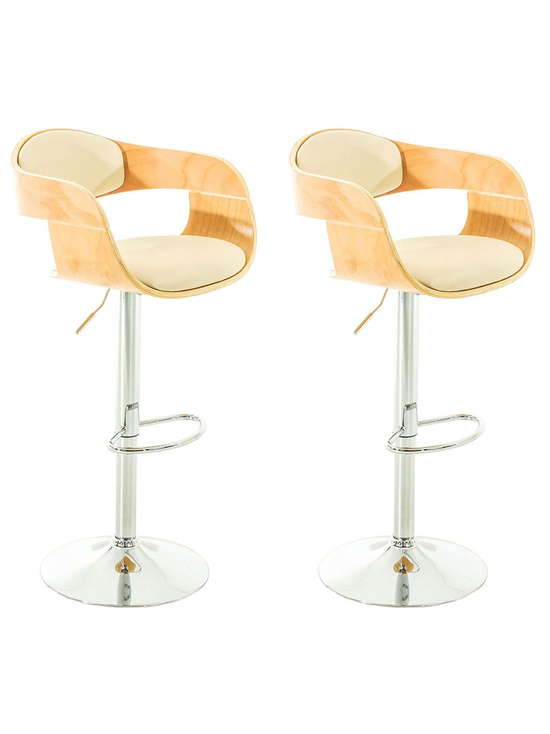 Lot de 2 tabourets de bar Kingston C simili cuir, nature/crème