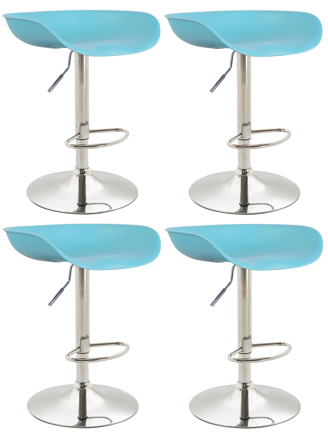 Lot de 4 tabourets de bar Anaheim plastique chrome, bleu