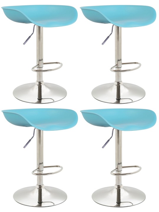 Lot de 4 tabourets de bar Anaheim plastique chrome, bleu Lot de 4 tabourets de bar Anaheim plastique chrome, bleu