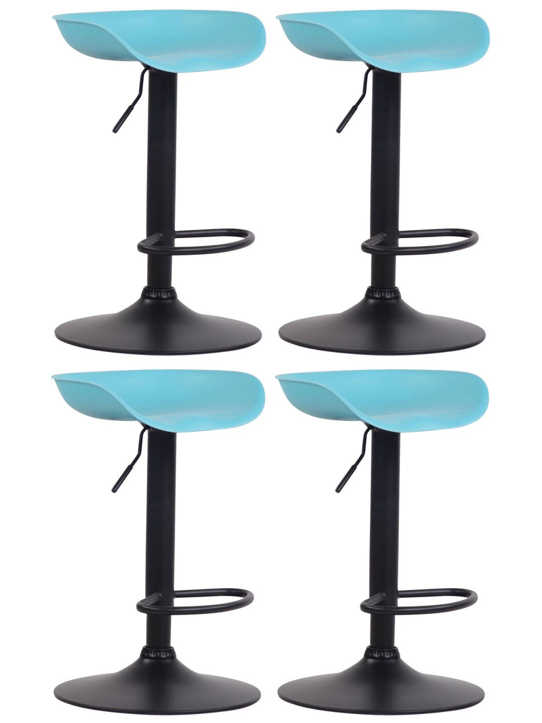 Lot de 4 tabourets de bar Anaheim plastique noir, bleu