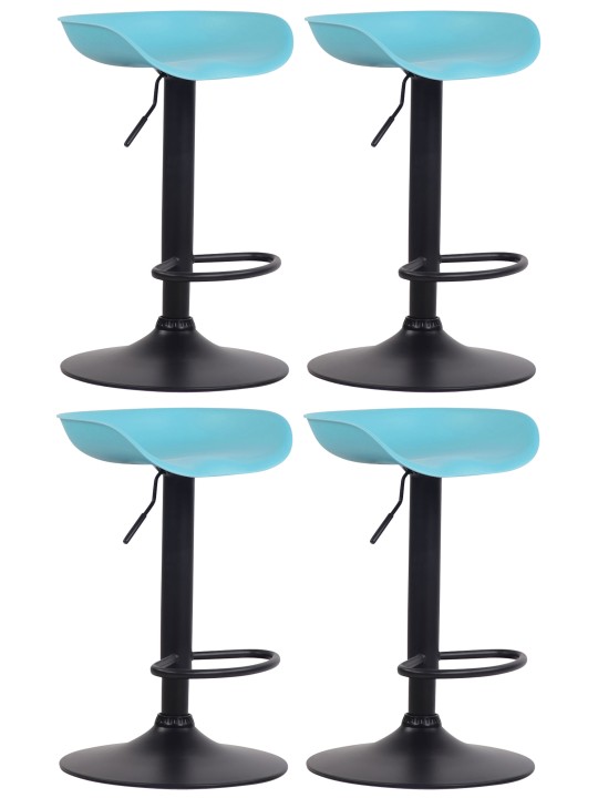 Lot de 4 tabourets de bar Anaheim plastique noir, bleu Lot de 4 tabourets de bar Anaheim plastique noir, bleu