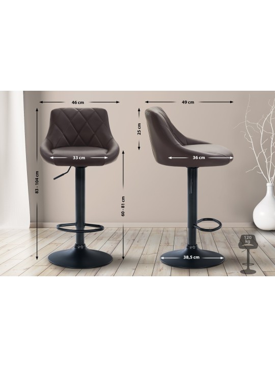 Tabouret de bar Lazio simili cuir, brun