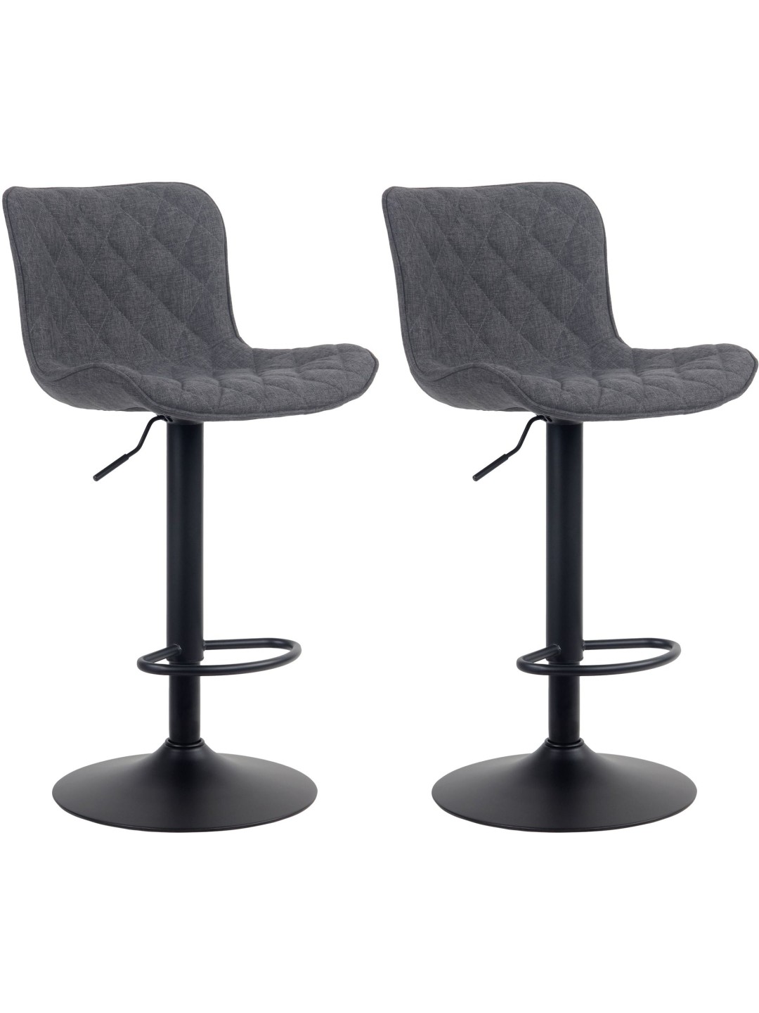 Lot de 2 tabourets de bar Emma tissu, noir