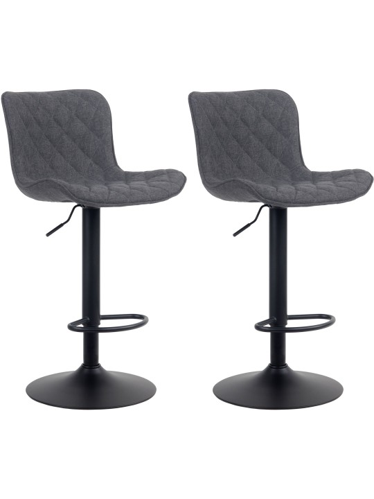 Lot de 2 tabourets de bar Emma tissu, noir