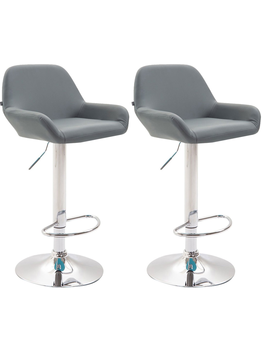 Lot de 2 tabourets de bar Braga simili cuir chrome, gris