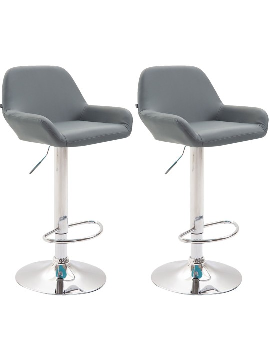 Lot de 2 tabourets de bar Braga simili cuir chrome, gris