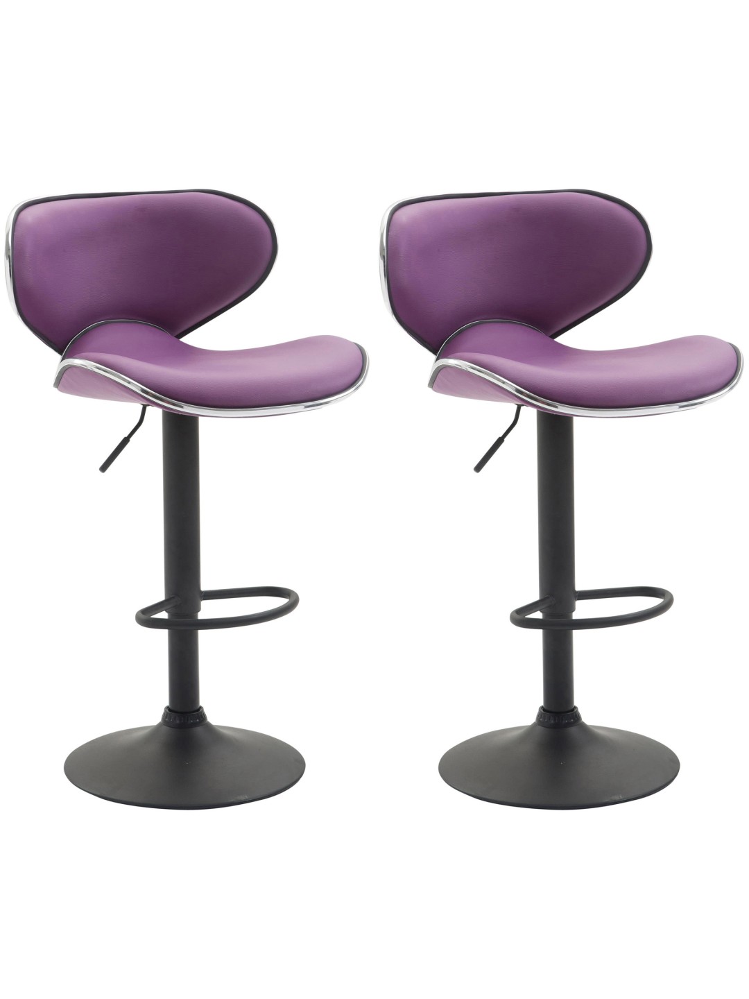 Lot de 2 tabourets de bar Las Vegas V2 similicuir noir, violet
