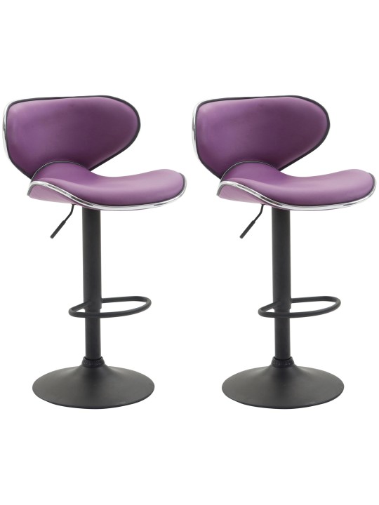 Lot de 2 tabourets de bar Las Vegas V2 similicuir noir, violet Lot de 2 tabourets de bar Las Vegas V2 similicuir noir, violet