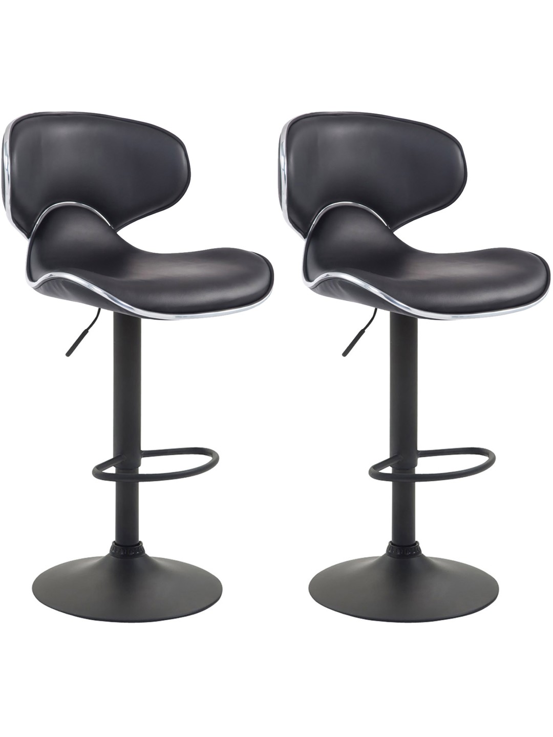 Lot de 2 tabourets de bar Las Vegas V2 similicuir noir, noir