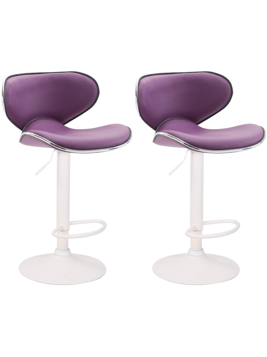 Lot de 2 tabourets de bar Las Vegas V2 similicuir blanc, violet
