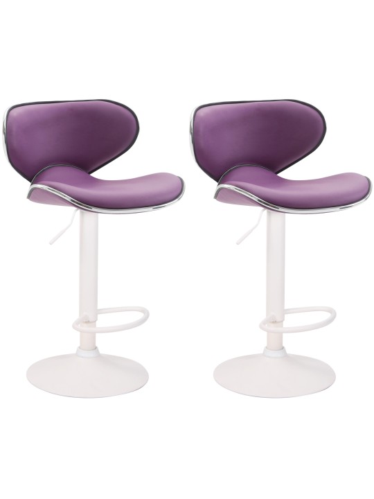 Lot de 2 tabourets de bar Las Vegas V2 similicuir blanc, violet