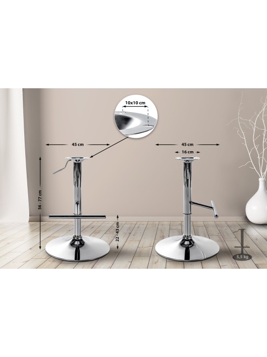 Châssis T de remplacement pour tabourets de bar, chrome