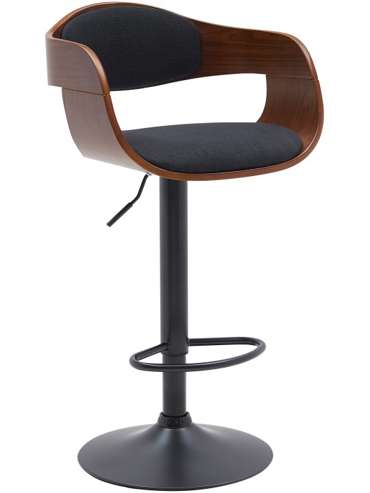 Tabouret de bar Kingston B tissu, noyer/noir